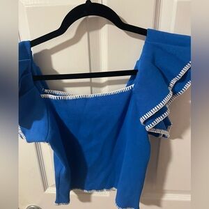 Blue and white sweater shirt